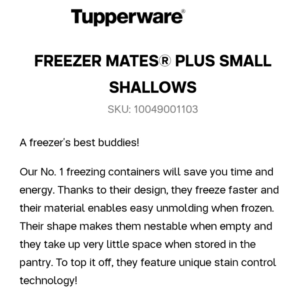 ❄️🧊 NWT‼️ Tupperware brand Freezer Mates Plus Small Shallows, Set of 2 - Picture 3 of 5